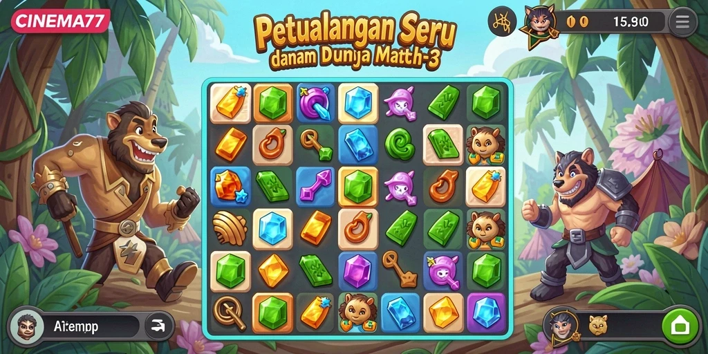 Tampilan gameplay menarik dalam CINEMA77 yang penuh warna.