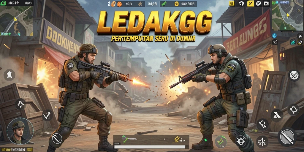 Tampilan pertarungan sengit dalam LEDAKGG Battle Royale.
