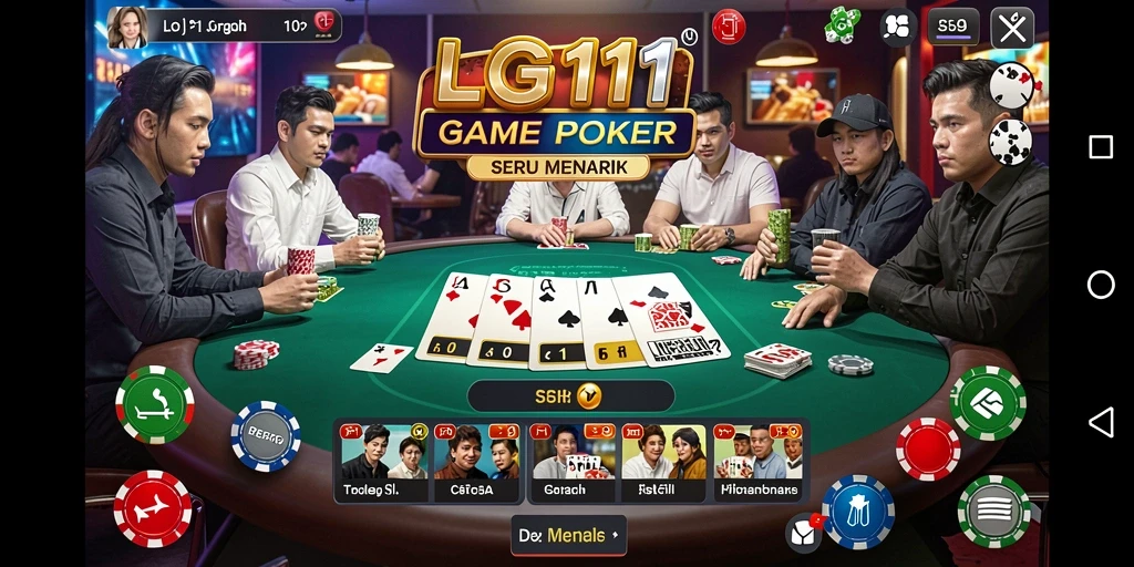 Screenshot gameplay LG111 yang menunjukkan aksi seru permainan Poker.