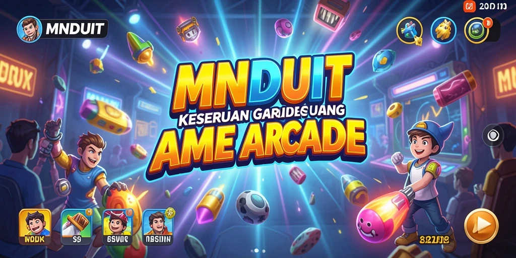 Tampilan gameplay Arcade MNDUIT yang penuh warna dan dinamis.