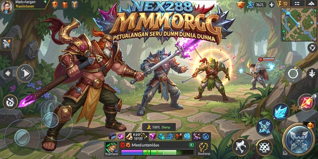 Screenshot NEX288 menampilkan aksi seru dalam gameplay MMORPG.