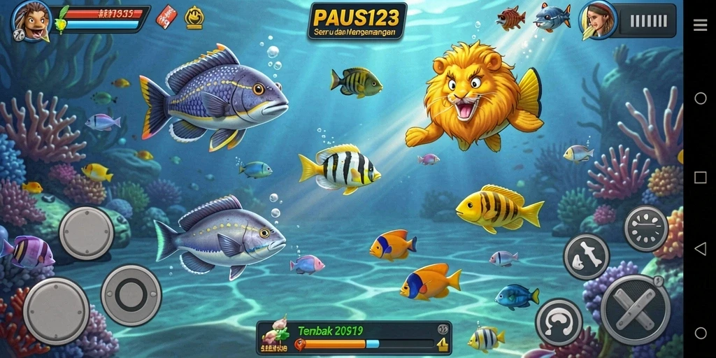 Gameplay seru dalam PAUS123 menembak ikan dengan berbagai senjata.