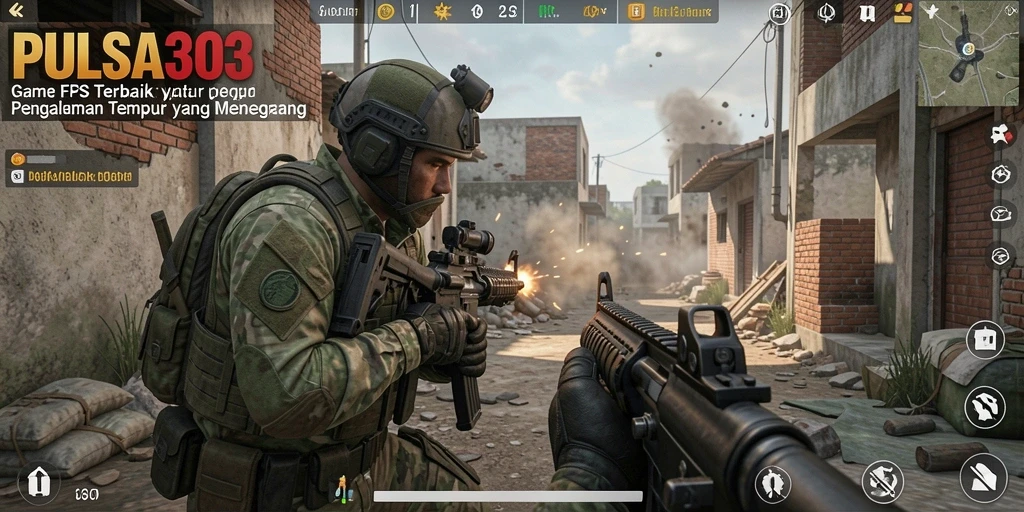 Screenshot utama PULSA303 menampilkan aksi seru dalam pertempuran FPS.