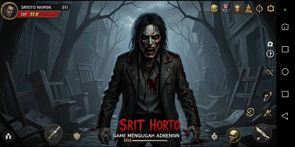 Tampilan gameplay menegangkan dalam SRITOTO dengan atmosfer horor yang pekat.